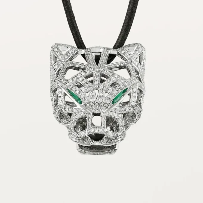 Panthere De Cartier-halsketting – Witgoud, smaragden, diamanten, onyx – Cartier