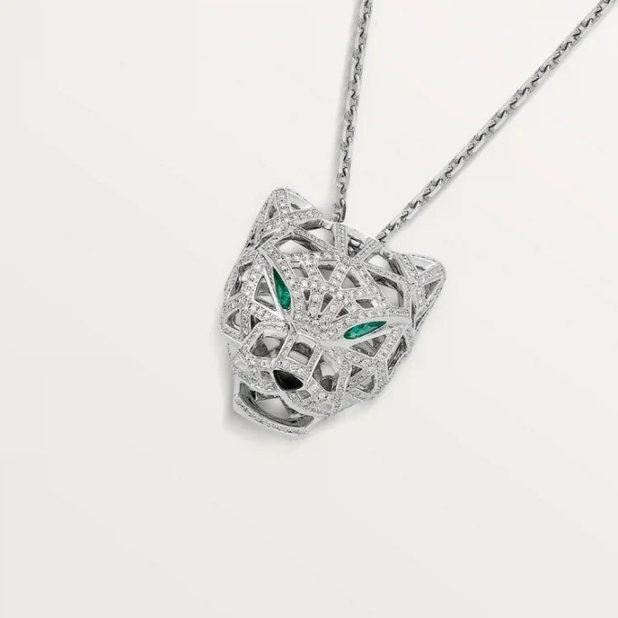Panthere De Cartier-halsketting – Witgoud, smaragden, diamanten, onyx – Cartier