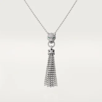 Panthere De Cartier-halsketting – Witgoud, zwarte lak, smaragden, onyx, diamanten – Cartier