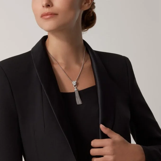 Panthere De Cartier-halsketting – Witgoud, zwarte lak, smaragden, onyx, diamanten – Cartier