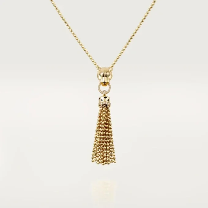 Panthere De Cartier-ketting – geelgoud, zwarte lak, tsavoriet-granaten, onyx, diamanten – Cartier