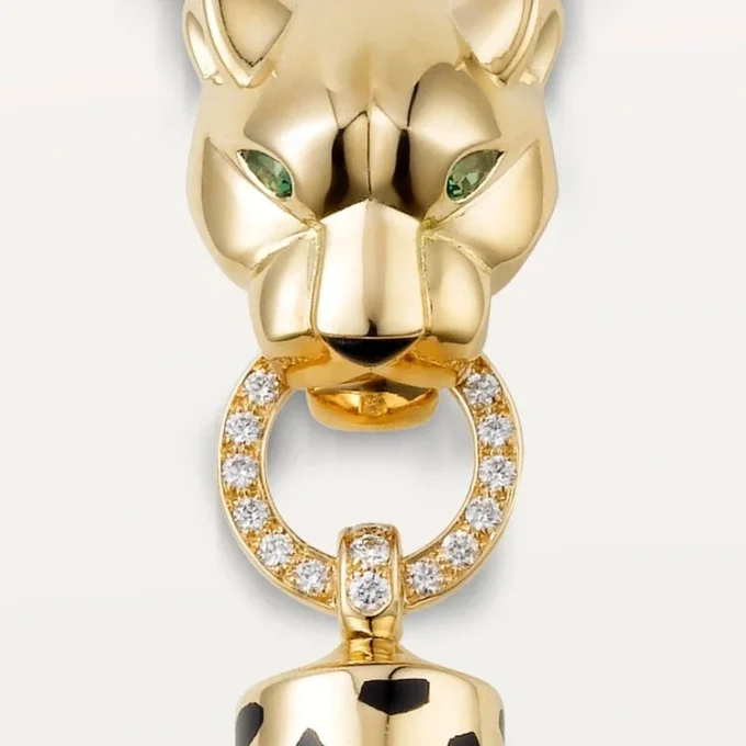 Panthere De Cartier-ketting – geelgoud, zwarte lak, tsavoriet-granaten, onyx, diamanten – Cartier