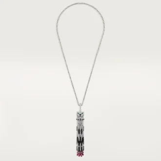 Panthere De Cartier lange ketting, robijn, multi-wear, groot model, bezet