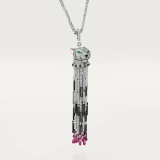 Panthere De Cartier lange ketting, robijn, multi-wear, groot model, bezet