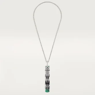 Panthere De Cartier lange ketting, smaragdgroen, multi-wear, groot model, bezet
