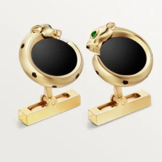 Panthere De Cartier manchetknopen – geelgoud, onyx, tsavorieten en zwarte lak – Cartier
