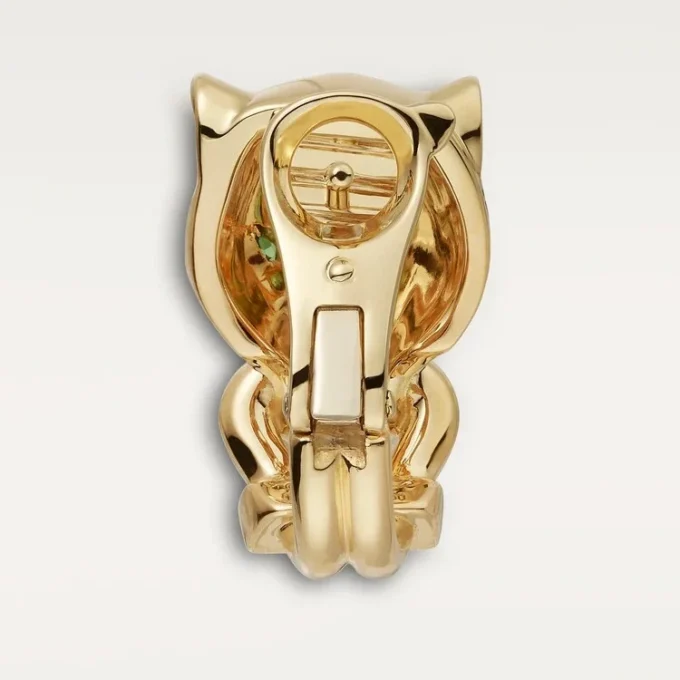 Panthere De Cartier-oorbellen – geelgoud, lak, diamanten, tsavoriet-granaten, onyx – Cartier