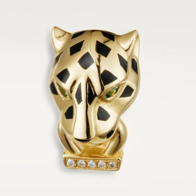 Panthere De Cartier-oorbellen – geelgoud, lak, diamanten, tsavoriet-granaten, onyx – Cartier