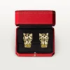 Panthere De Cartier-oorbellen – geelgoud, lak, diamanten, tsavoriet-granaten, onyx – Cartier