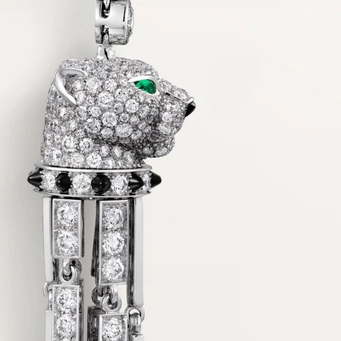Panthere De Cartier-oorbellen, robijn, groot model, bezet