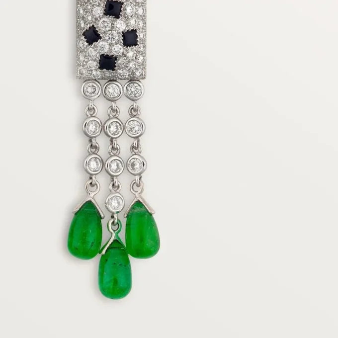 Panthere De Cartier-oorbellen – Witgoud, smaragden, onyx, diamanten – Cartier