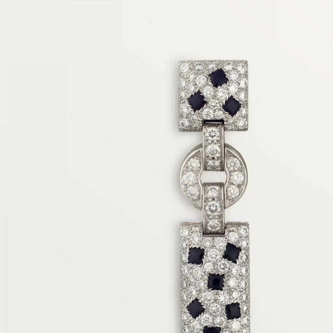 Panthere De Cartier-oorbellen – Witgoud, smaragden, onyx, diamanten – Cartier