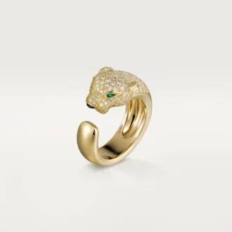Panthere De Cartier-ring – geelgoud, diamanten, smaragden, onyx – Cartier
