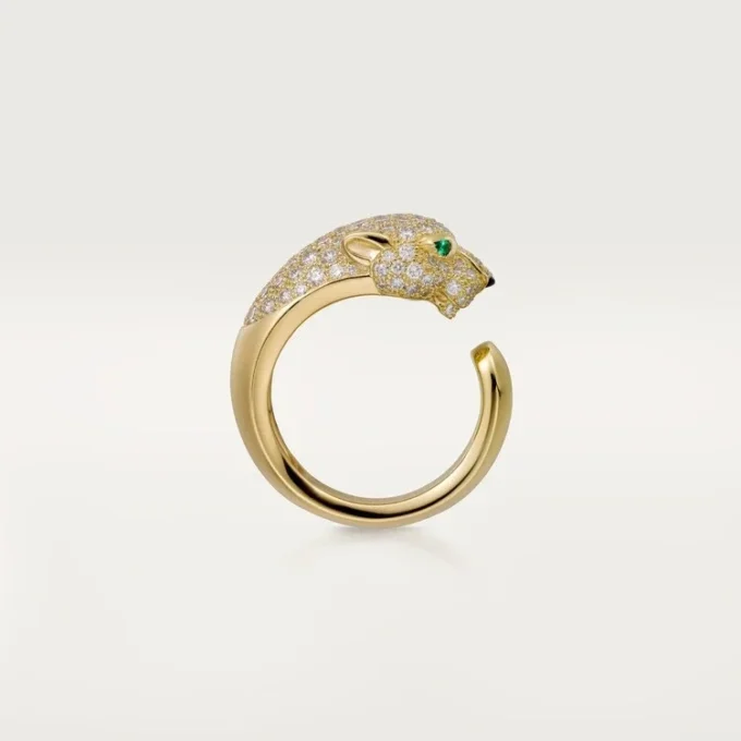 Panthere De Cartier-ring – geelgoud, diamanten, smaragden, onyx – Cartier