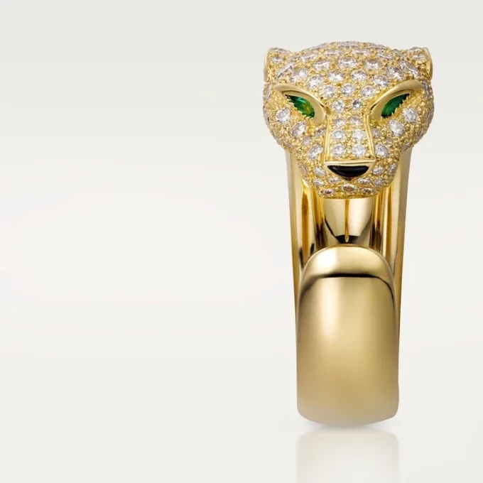 Panthere De Cartier-ring – geelgoud, diamanten, smaragden, onyx – Cartier