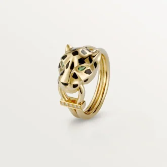 Panthere De Cartier-ring – geelgoud, lak, diamanten, tsavorietgranaat – Cartier