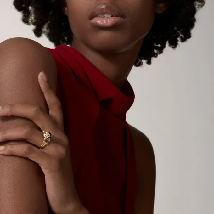Panthere De Cartier-ring – geelgoud, lak, diamanten, tsavorietgranaat – Cartier