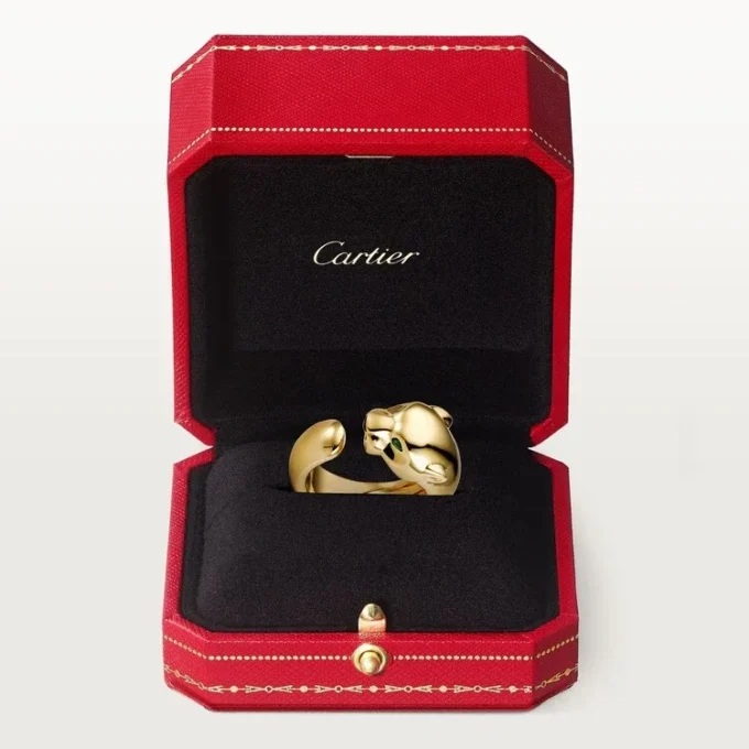 Panthere De Cartier-ring – geelgoud, onyx, tsavoriet-granaat – Cartier