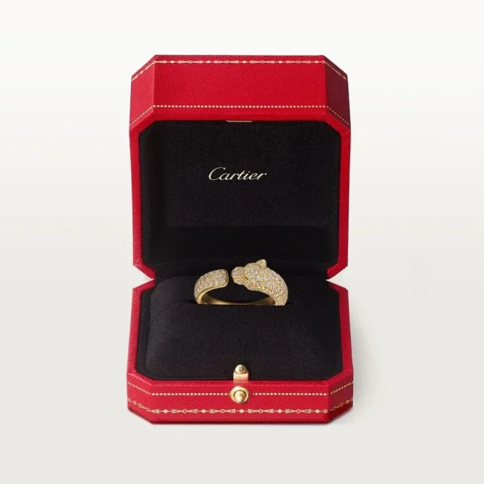 Panthere De Cartier-ring – geelgoud, smaragden, onyx, diamanten – Cartier