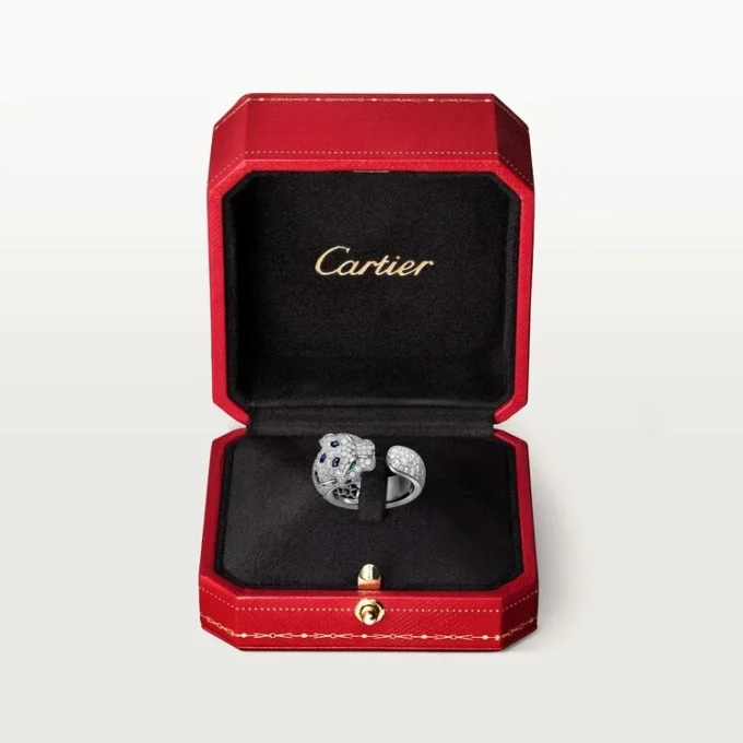 Panthere De Cartier-ring, middelgroot model, half bezet