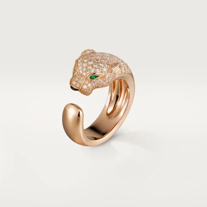 Panthere De Cartier-ring – Roségoud, diamanten, smaragden, onyx – Cartier
