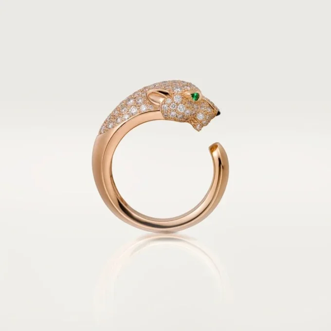 Panthere De Cartier-ring – Roségoud, diamanten, smaragden, onyx – Cartier