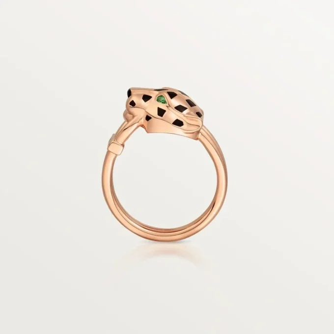 Panthere De Cartier-ring – Roségoud, tsavoriet-granaten, onyx, zwarte lak, diamanten – Cartier