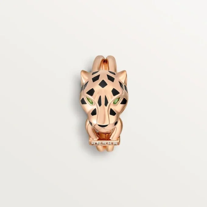 Panthere De Cartier-ring – Roségoud, tsavoriet-granaten, onyx, zwarte lak, diamanten – Cartier