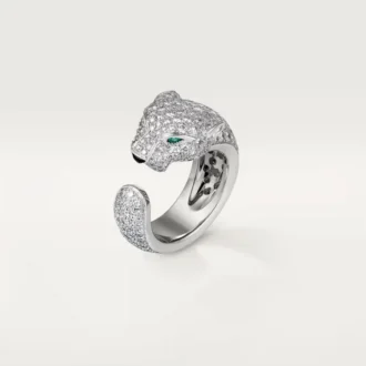 Panthere De Cartier-ring – witgoud, diamanten, smaragden, onyx – Cartier
