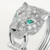 Panthere De Cartier-ring – witgoud, diamanten, smaragden, onyx – Cartier