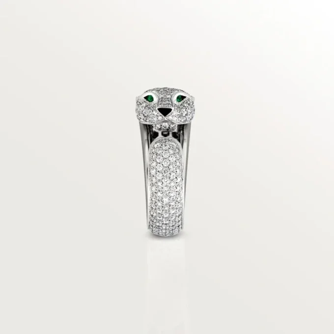 Panthere De Cartier-ring – witgoud, diamanten, smaragden, onyx – Cartier