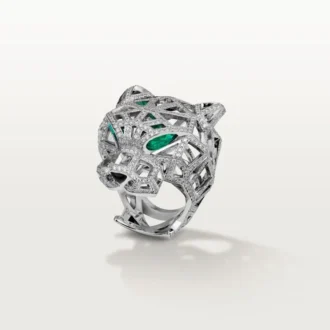 Panthere De Cartier-ring – Witgoud, smaragden, onyx, diamanten – Cartier