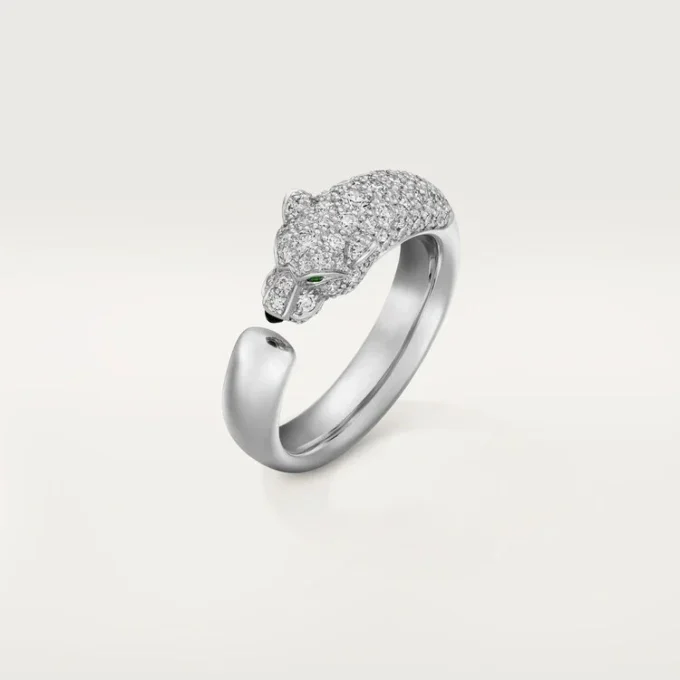 Panthere De Cartier-ring – Witgoud, smaragden, onyx, diamanten – Cartier