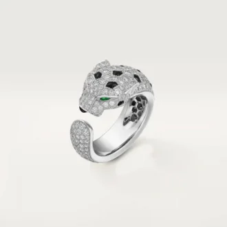 Panthere De Cartier-ring – Witgoud, smaragden, onyx, diamanten – Cartier
