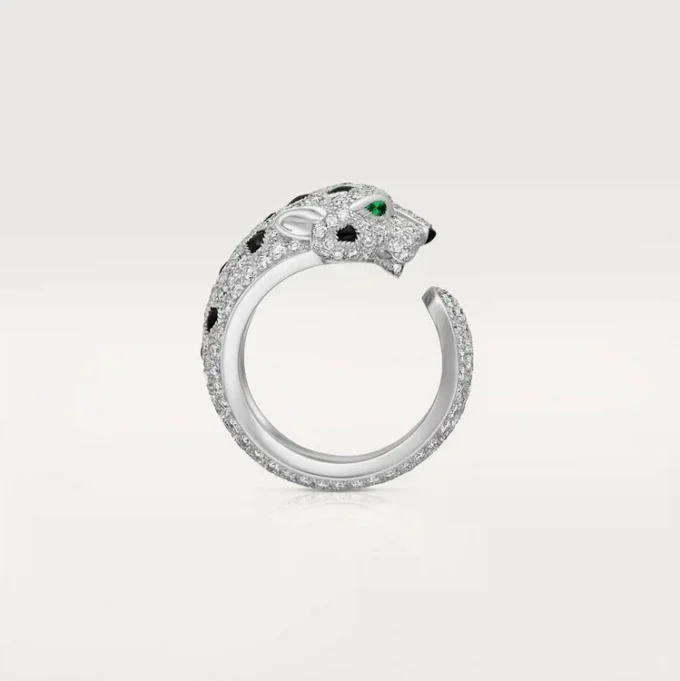 Panthere De Cartier-ring – Witgoud, smaragden, onyx, diamanten – Cartier