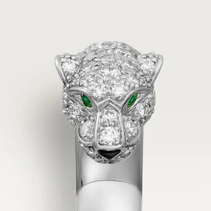 Panthere De Cartier-ring – Witgoud, smaragden, onyx, diamanten – Cartier