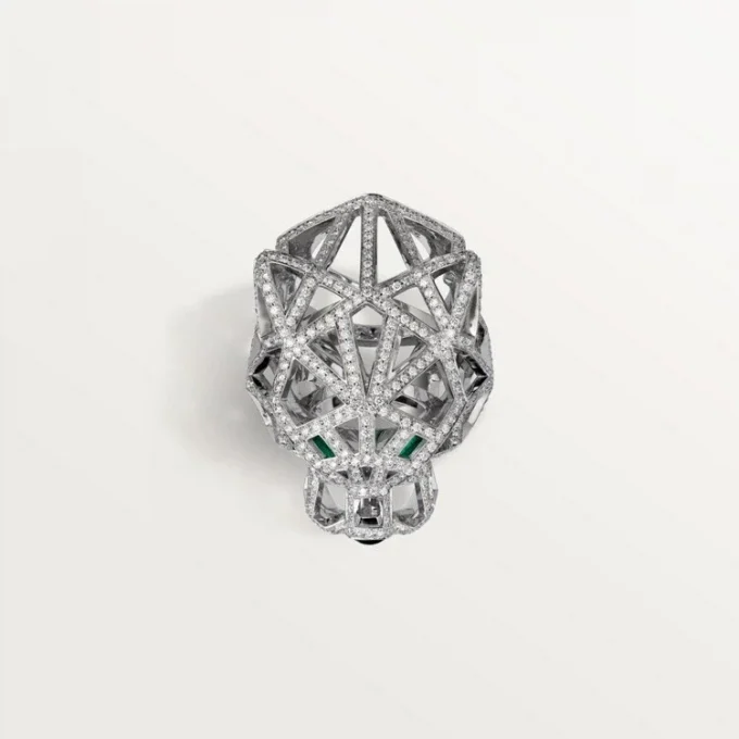 Panthere De Cartier-ring – Witgoud, smaragden, onyx, diamanten – Cartier