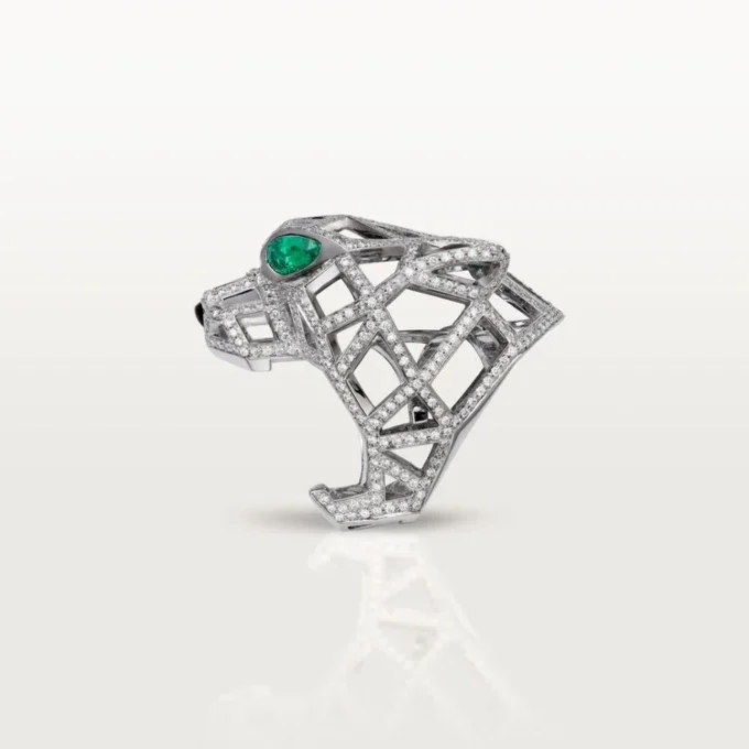 Panthere De Cartier-ring – Witgoud, smaragden, onyx, diamanten – Cartier