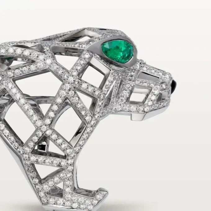 Panthere De Cartier-ring – Witgoud, smaragden, onyx, diamanten – Cartier