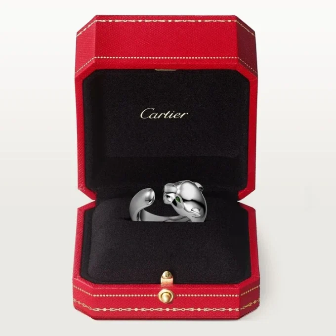 Panthere De Cartier-ring – Witgoud, Tsavoriet-granaten, Onyx – Cartier
