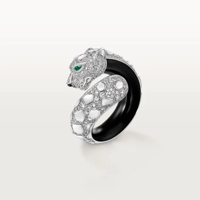 Panthere De Cartier-ring, zwart gelakt, bezet