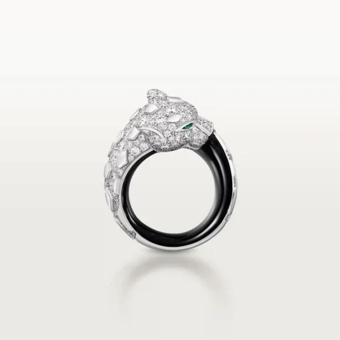 Panthere De Cartier-ring, zwart gelakt, bezet