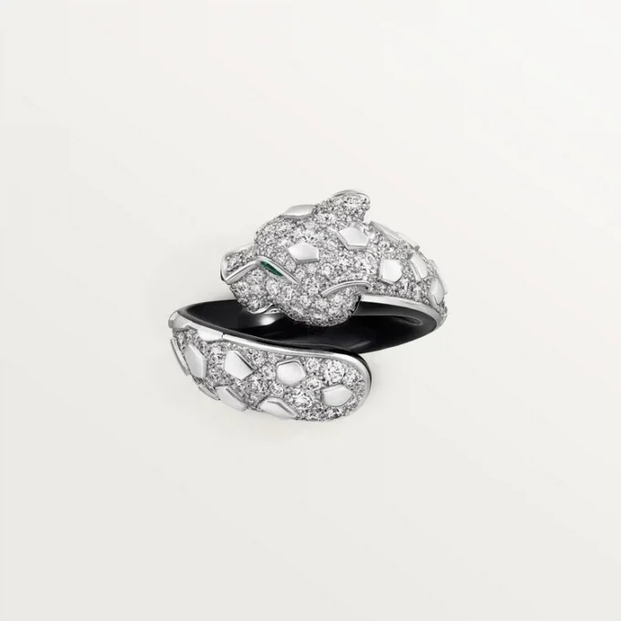 Panthere De Cartier-ring, zwart gelakt, bezet