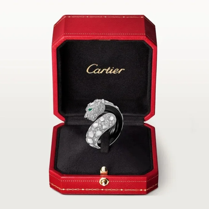 Panthere De Cartier-ring, zwart gelakt, bezet