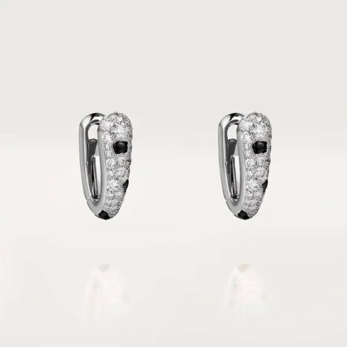 Panthere Diamond kleine hoepeloorbellen, witgoud | Cartier Us