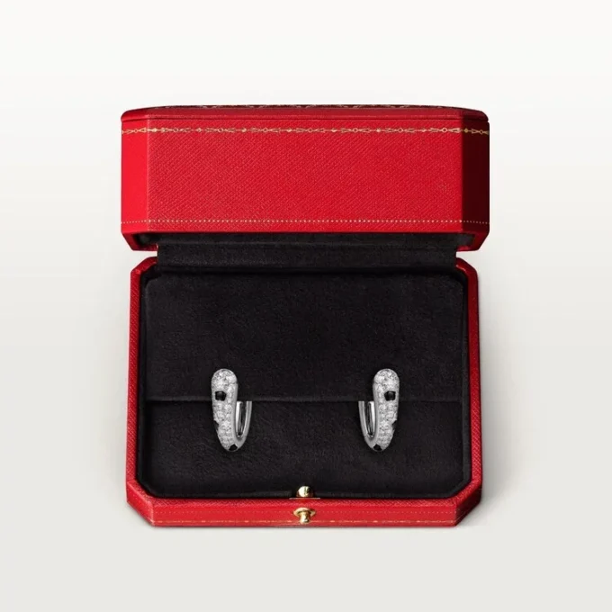 Panthere Diamond kleine hoepeloorbellen, witgoud | Cartier Us
