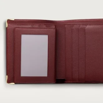 Portemonnee met meerdere vakken, Must de Cartier – Bordeauxrood kalfsleer, gouden afwerking – Cartier