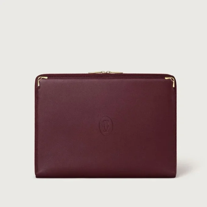 Portfolio, Must De Cartier – Bordeauxrood kalfsleer, gouden afwerking – Cartier