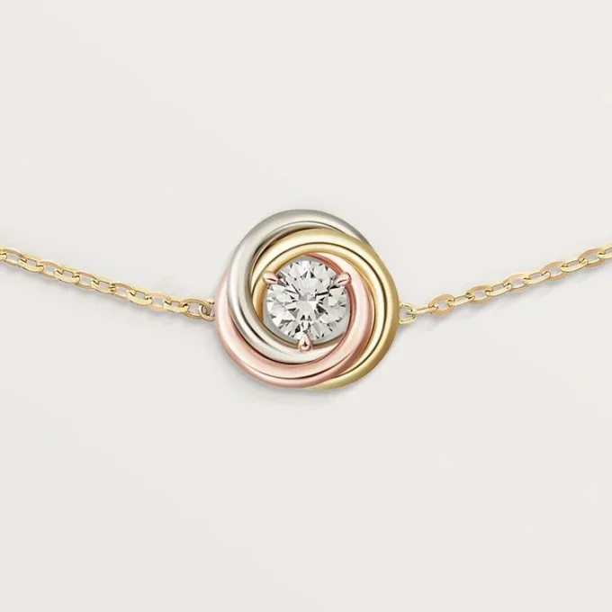 Trinity-armband, aan ketting, 1 diamant