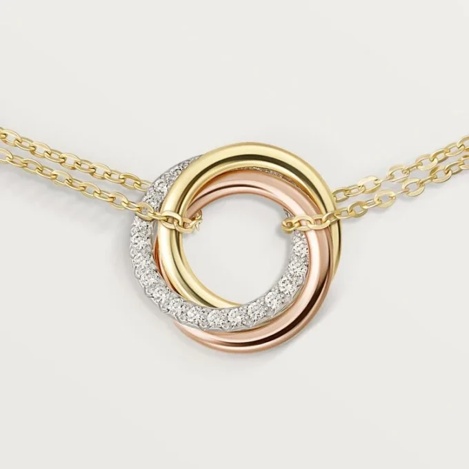 Trinity-armband, aan ketting, diamanten